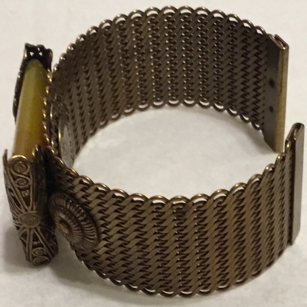 Very nice Jan Michaels San Francisco copper cuff bracelet w/ jade like stone - Picture 6 of 9